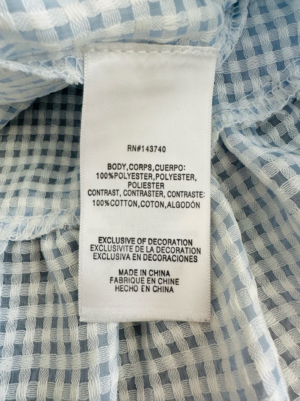 English Factory Gingham Blue & White Ruffle Peplum Top Size S - Picture 9 of 11
